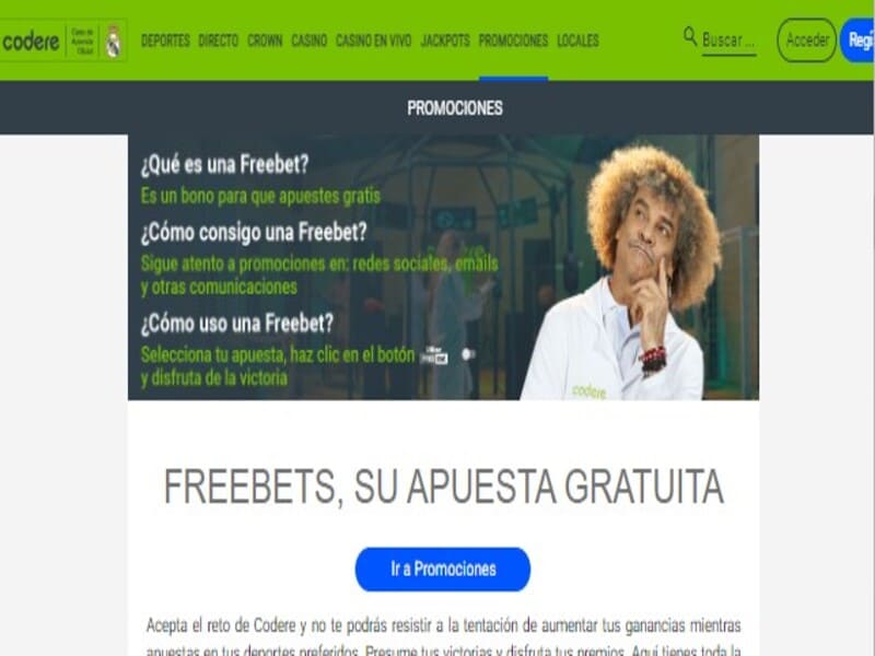 El freebet de Codere, un bono para que apuestes gratis